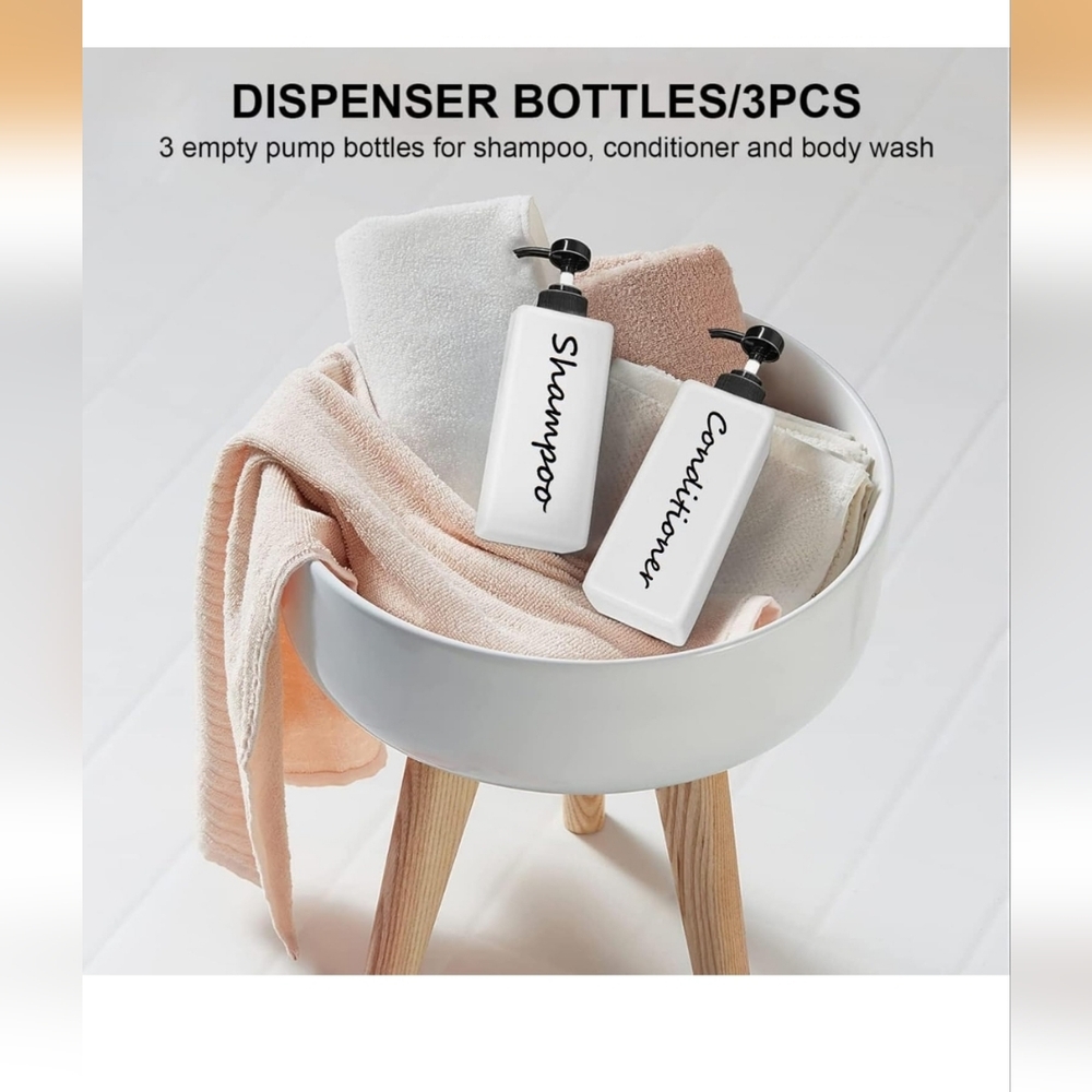 NIB Didroom White Shampoo, Body Wash, and Conditioner Dispenser Set - Picture 3 of 5